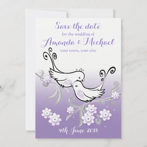 Pastel lovebirds wedding Save the Date postcard