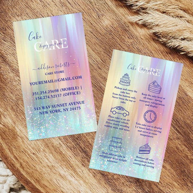 Pastel Luxe Gradient Cake Care  Business Card (Creator Uploaded)