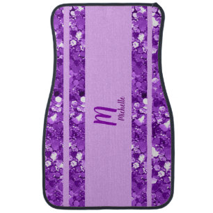 Pastel Luxury Glam Script Monogram Glittery Car Floor Mat