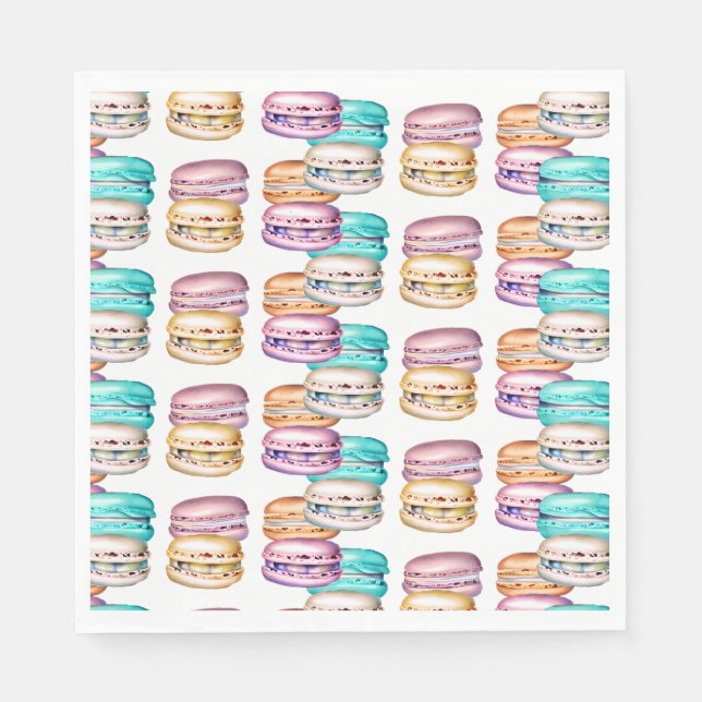 Pastel Macaron Cookie Themed Birthday Party Napkins (Front)