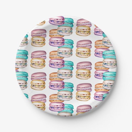 Pastel Macaron Cookie Themed Birthday Party Paper Plates