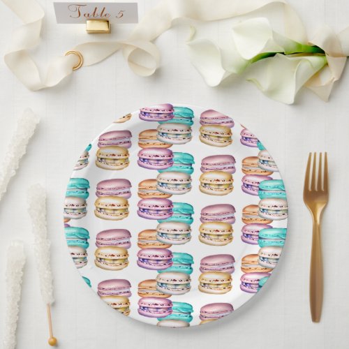 Pastel Macaron Cookie Themed Birthday Party Paper Plates