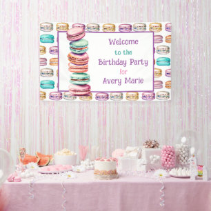 Pastel Macaron Cookie Welcome to Birthday Party Banner