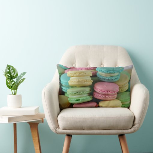 Pastel macaron macaroons sweet pillow cushion | Zazzle