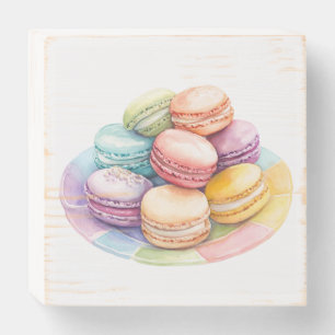 Pastel Macaron Plate Watercolor Art   Wooden Box Sign