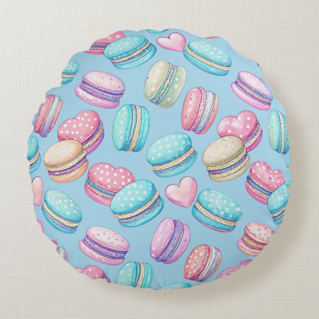 Pastel Macaron Round Pillow (Front)