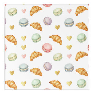 Pastel Macarons and Croissants Seamless Pattern Acrylic Print
