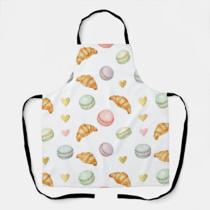 Pastel Macarons and Croissants Seamless Pattern Apron