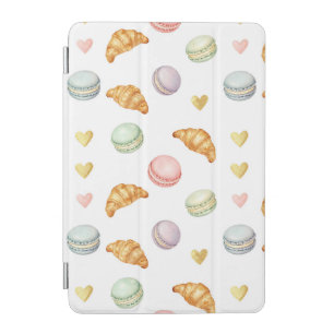 Pastel Macarons and Croissants Seamless Pattern iPad Mini Cover