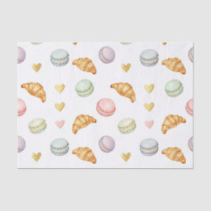 Pastel Macarons and Croissants Seamless Pattern Tissue Paper