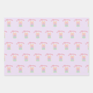 Pastel Macarons Cute Bakery Pattern Purple Wrapping Paper Sheets