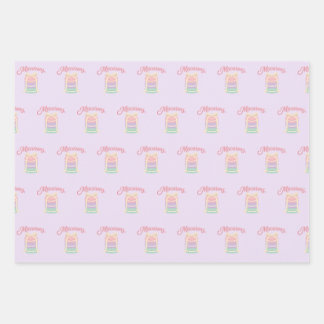 Pastel Macarons Cute Bakery Pattern Purple Wrapping Paper Sheets