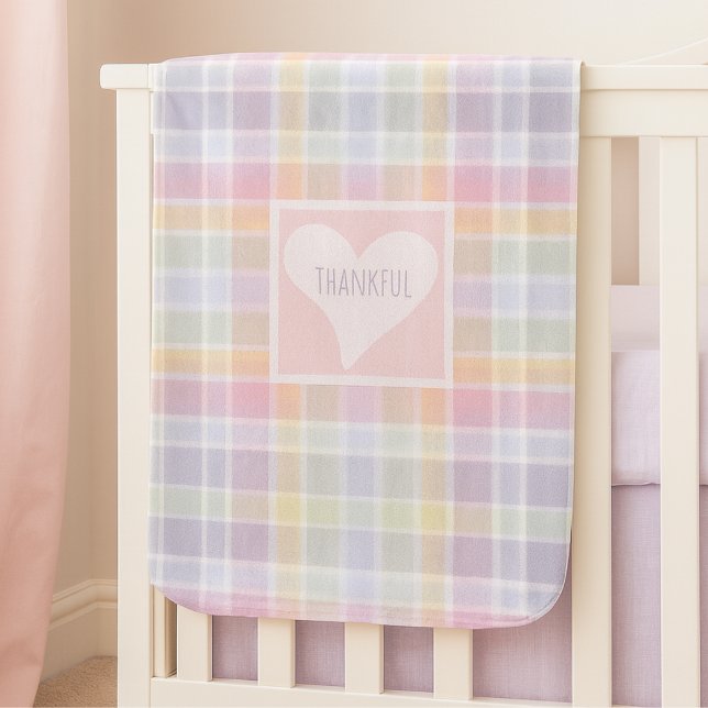 Pastel Madras Plaid Custom Baby Blanket  (Custom Pastel Plaid Baby Blanket for Nursery Decor)