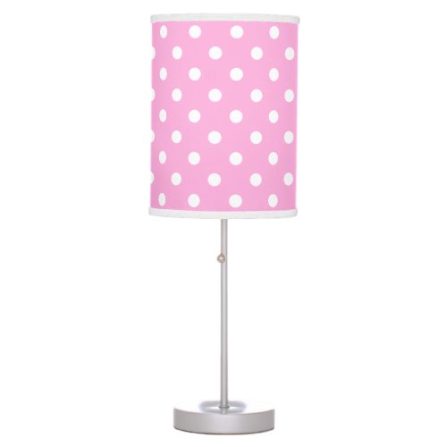 Pastel Magenta Colored Girly Big Polka Dot Pattern Table Lamp
