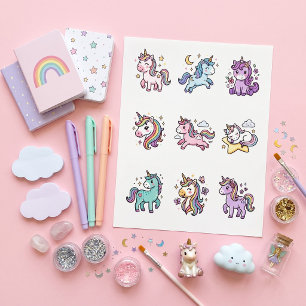 Pastel Magic - Cute Kawaii Unicorn Temporary Tattoos