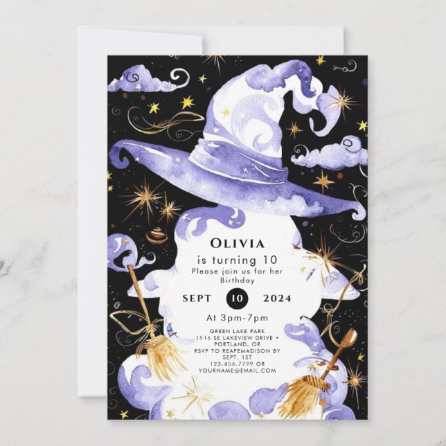 Pastel Magic Fun Wizard Birthday Invitation (Front)