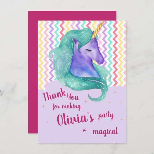 Pastel Magical Chevron Unicorn Birthday Thank you