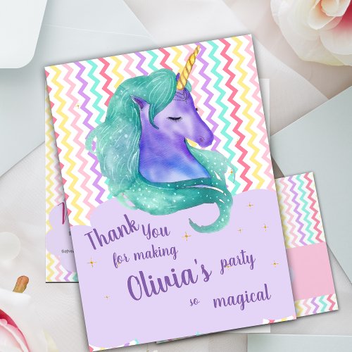 Pastel Magical Chevron Unicorn Birthday Thank you