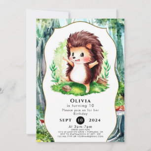 Pastel Magical Hedgehog Birthday Invitation