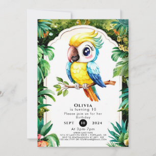 Pastel Magical Parrot Birthday Invitation