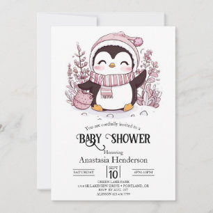 Pastel Magical Penguin Baby Shower Invitation