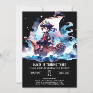 Pastel Magical Pirate Birthday Invitation