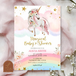Pastel Magical Unicorn Baby Shower Invitation