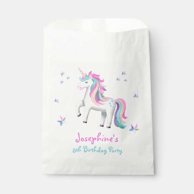 Pastel Magical Unicorn Kids' Birthday Favor Bag (Front)
