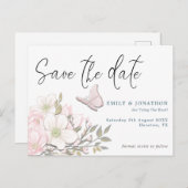 Pastel Magnolias Butterfly Wedding Save The Date Postcard (Front/Back)