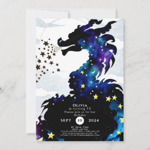Pastel Majestic Dragon Birthday Invitation