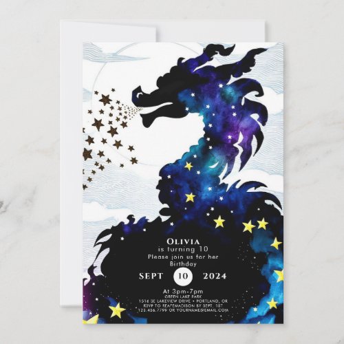 Pastel Majestic Dragon Birthday Invitation