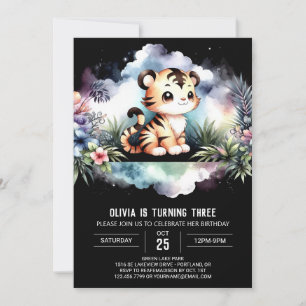 Pastel Majestic Tiger Birthday Invitation