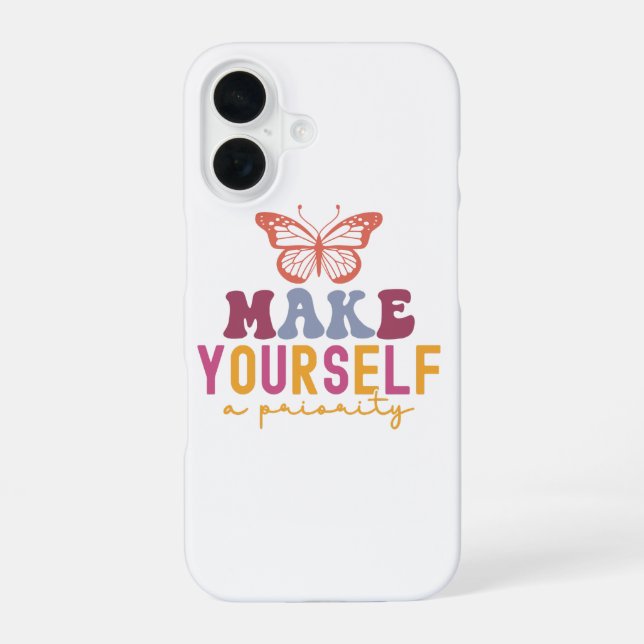 Pastel "Make Yourself a Priority" Self Care Graphi Iphone Case (Back)