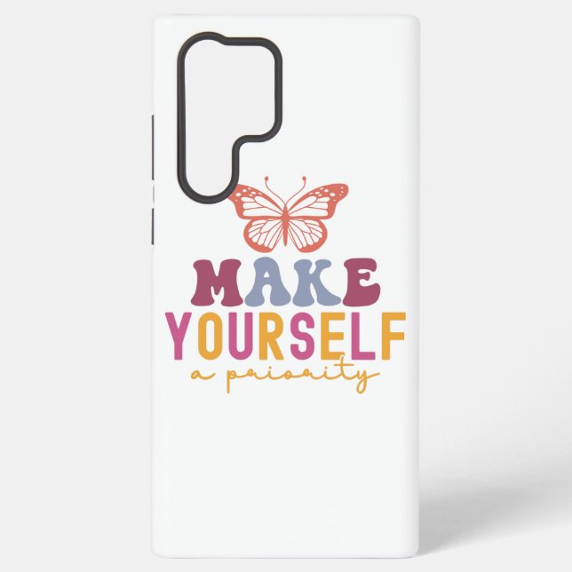 Pastel "Make Yourself a Priority" Self Care Graphi Samsung Galaxy Case (Back)