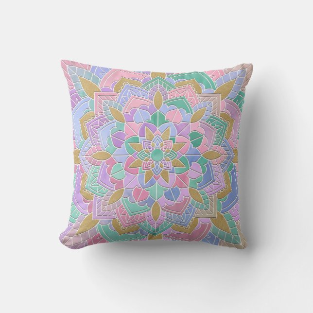 Pastel Mandala II Throw Pillow (Front)