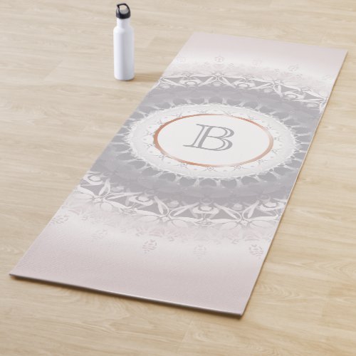 Pastel Mandala Rose Gold Monogram Yoga Mat