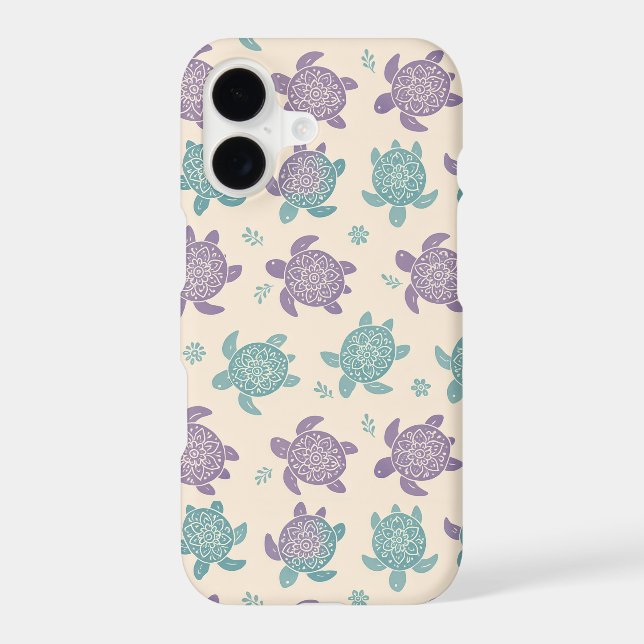 Pastel Mandala Turtle Pattern iPhone Case (Back)