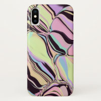Pastel Marble Agate Effect on Black iPhone X Case