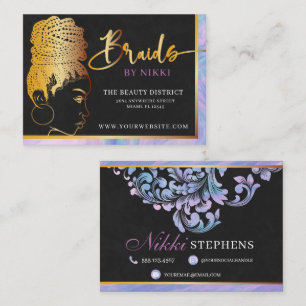 Pastel Marble and Gold Modern Hair Braiding Salon Business Card