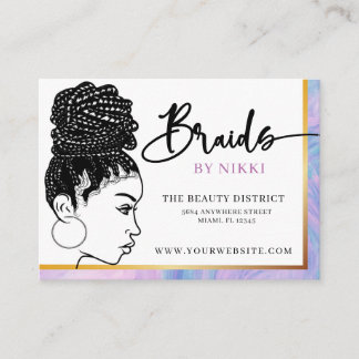 Pastel Marble and Gold Modern Hair Braiding Salon Business Card