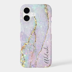 pastel marble art glitter iPhone 17 case