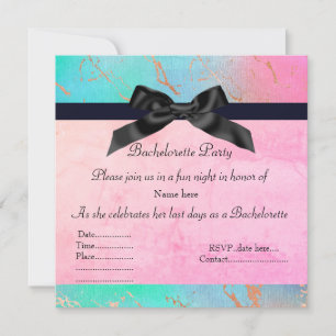 Pastel marble bachelorette green pink new fun invitation