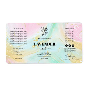 Pastel Marble Dropper Bottle Product Label Logo