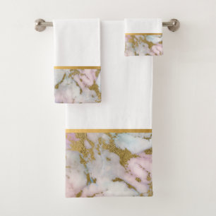 PASTEL MARBLE GOLD BATHROOM TOWEL SET