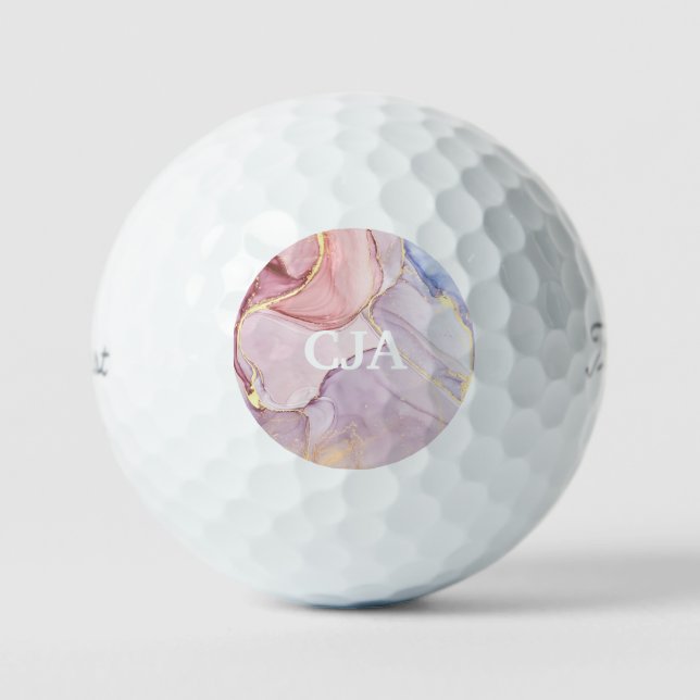 PASTEL MARBLE GOLD CUSTOM GOLF BALLS (Front)