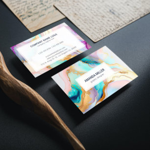 Pastel marble ink abstract glitter art business card
