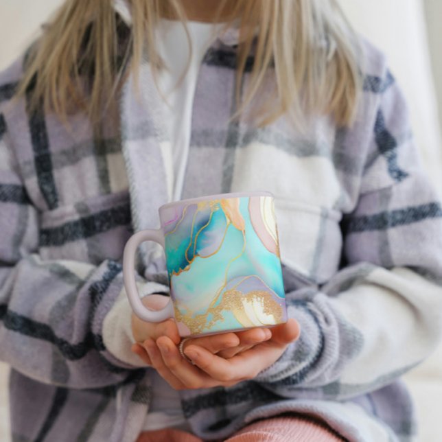 Pastel marble ink abstract glitter art coffee mug (Creator Uploaded)