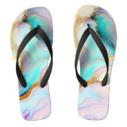 Pastel Marble Ink Abstract Glitter Art Flip Flops at Zazzle