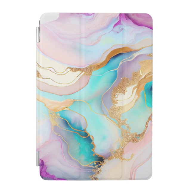 Pastel marble ink abstract glitter art iPad mini cover (Front)