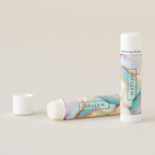 Pastel marble ink abstract glitter art lip balm